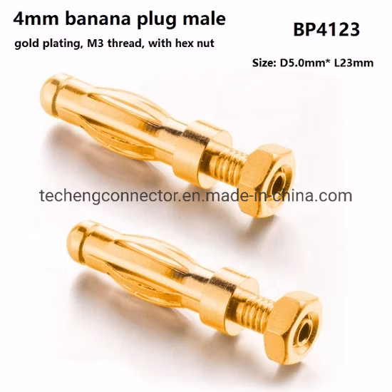 Kundenspezifischer vergoldeter Messing-Kontaktstift-Anschluss, 4-mm-Bananenstecker-Buchsenanschluss