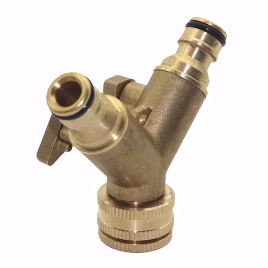 Messing-Schlauch-Schnellverbinder, 2-Wege-Gartenschlauch-Splitter-Adapter mit Y-Ventil, Wasserschlauch-Splitter